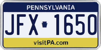 PA license plate JFX1650