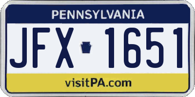 PA license plate JFX1651