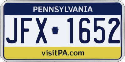 PA license plate JFX1652
