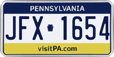 PA license plate JFX1654