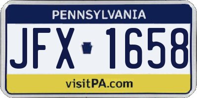 PA license plate JFX1658