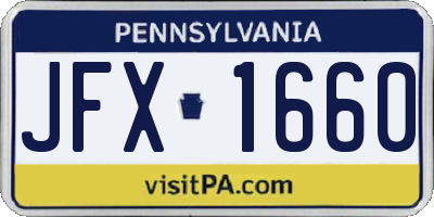 PA license plate JFX1660