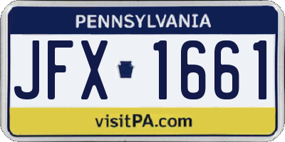 PA license plate JFX1661