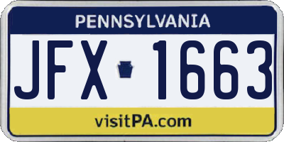 PA license plate JFX1663