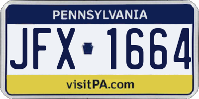 PA license plate JFX1664
