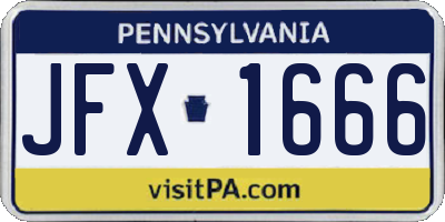 PA license plate JFX1666
