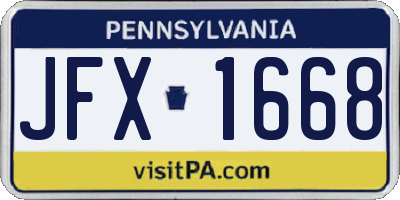 PA license plate JFX1668