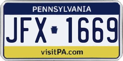 PA license plate JFX1669