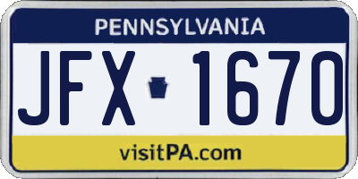 PA license plate JFX1670