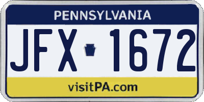 PA license plate JFX1672