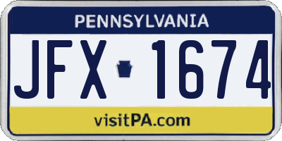 PA license plate JFX1674