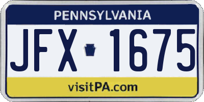 PA license plate JFX1675