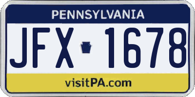 PA license plate JFX1678