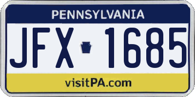 PA license plate JFX1685