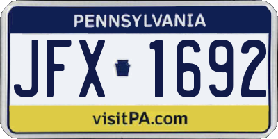 PA license plate JFX1692