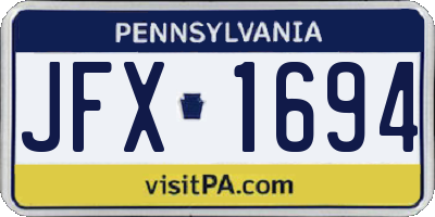 PA license plate JFX1694