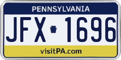 PA license plate JFX1696