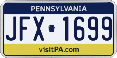 PA license plate JFX1699