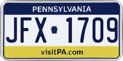 PA license plate JFX1709