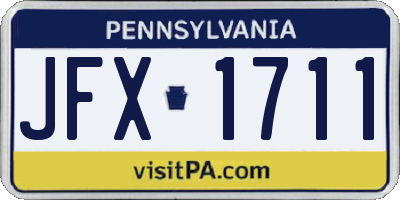 PA license plate JFX1711