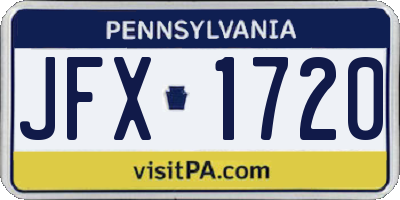PA license plate JFX1720