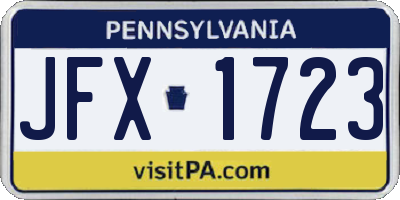 PA license plate JFX1723
