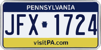 PA license plate JFX1724