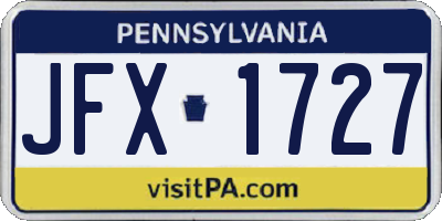 PA license plate JFX1727