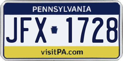 PA license plate JFX1728