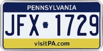 PA license plate JFX1729