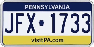 PA license plate JFX1733