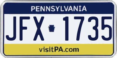 PA license plate JFX1735