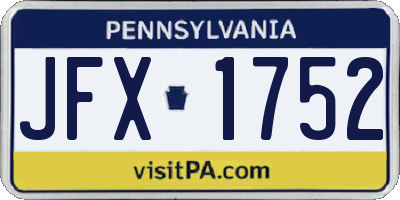 PA license plate JFX1752