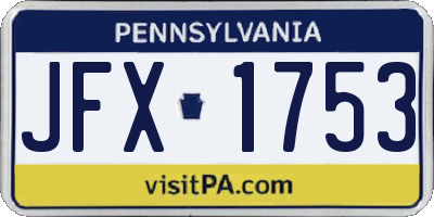 PA license plate JFX1753