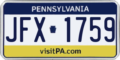 PA license plate JFX1759