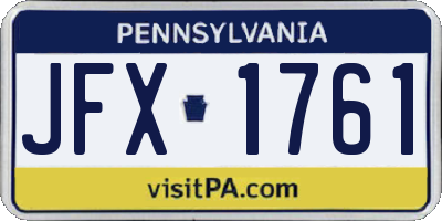 PA license plate JFX1761