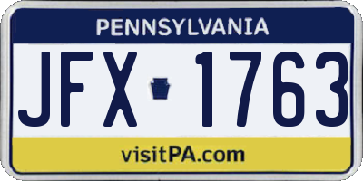 PA license plate JFX1763