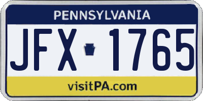 PA license plate JFX1765