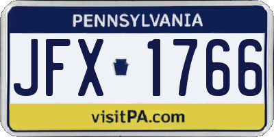 PA license plate JFX1766