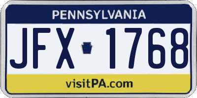PA license plate JFX1768