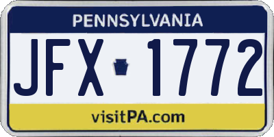 PA license plate JFX1772