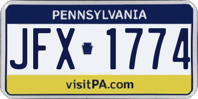 PA license plate JFX1774