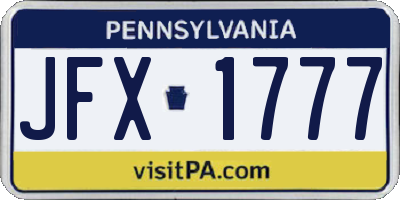 PA license plate JFX1777