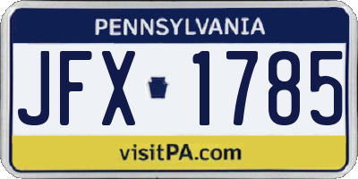 PA license plate JFX1785
