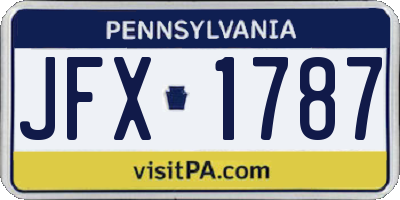 PA license plate JFX1787
