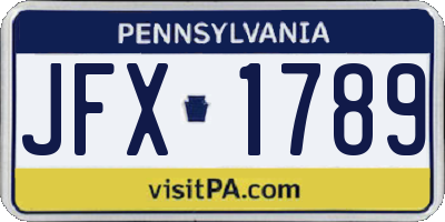 PA license plate JFX1789