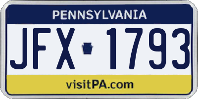 PA license plate JFX1793
