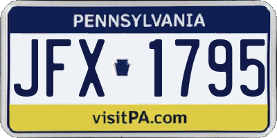 PA license plate JFX1795