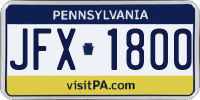 PA license plate JFX1800