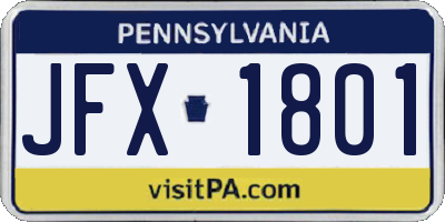 PA license plate JFX1801